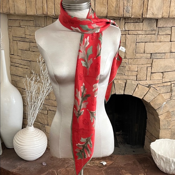 Vera Neumann Red Acorn Silk Scarf - Picture 2 of 5